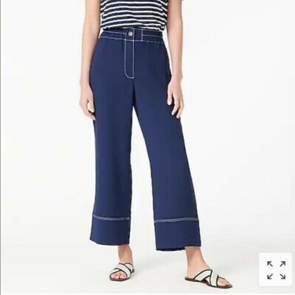 J. Crew Navy Wide Leg Crop Pants NEW size 12 - Picture 2 of 5